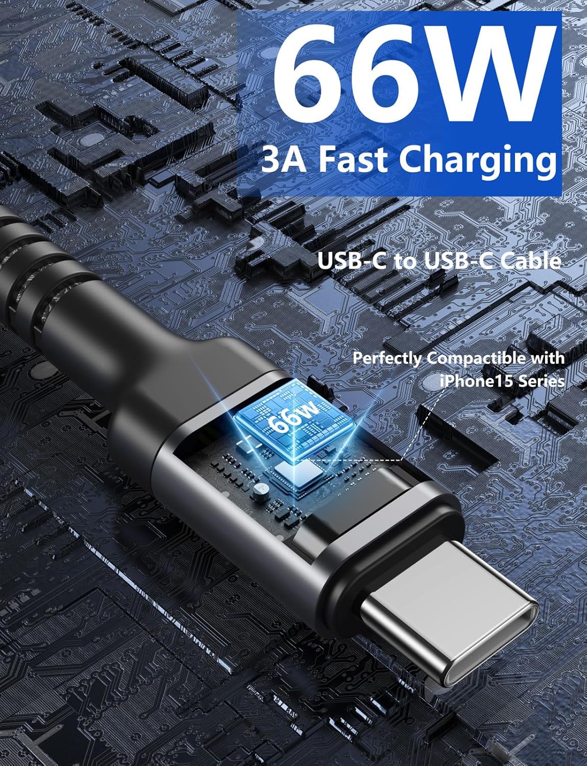 PRAKIE USB C Cable 3FT, 2Pack USB-C to USB-C Charger Cable, USBC Fast Charging Nylon Braided USBC iPhone Charger Cord Compatible with iPhone 16/15/Pro Max/PlusSamsung Galaxy S23/LG/Switch