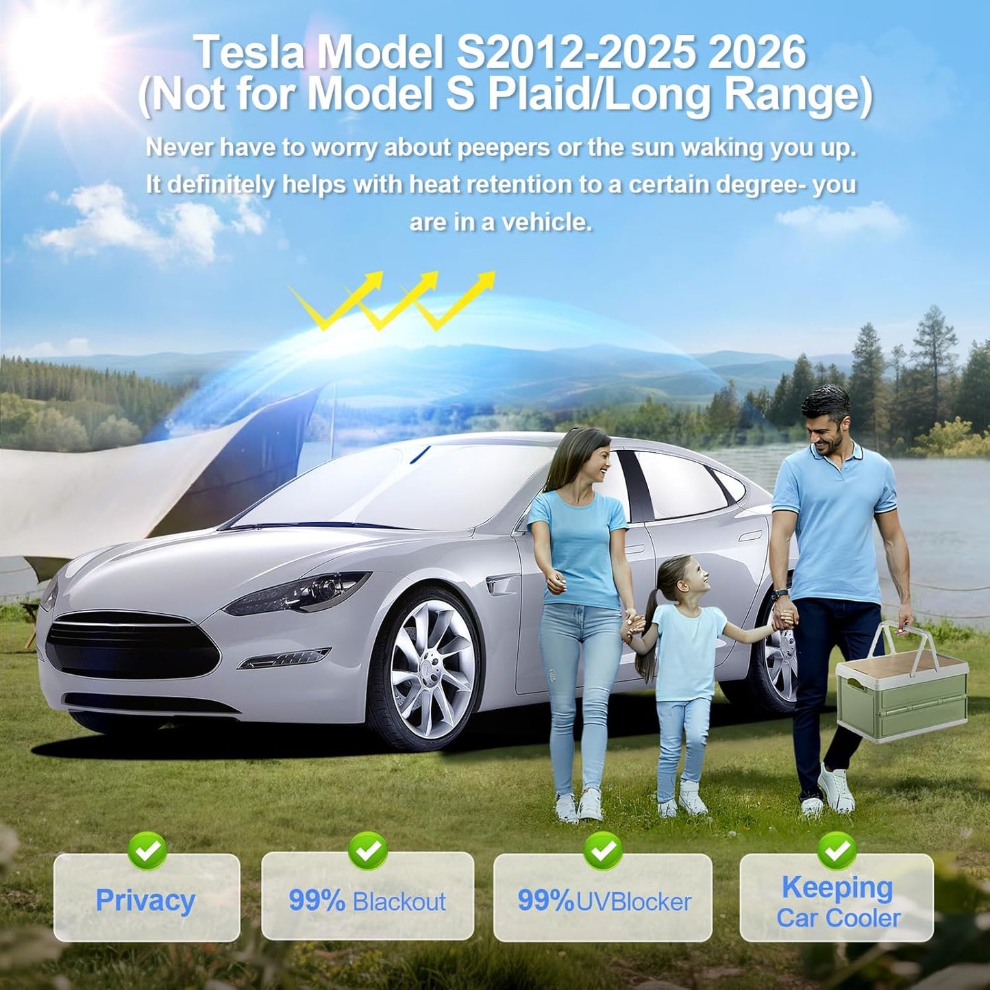 8pcs Car Window Shades for Tesla Model S2012-2025 2026 (Not Model S Plaid/Long Range) Accessories,Windshield Side Rear Full Sunshade,Sun Visor UV Blocking, Privacy Protection for Camping Outdoor