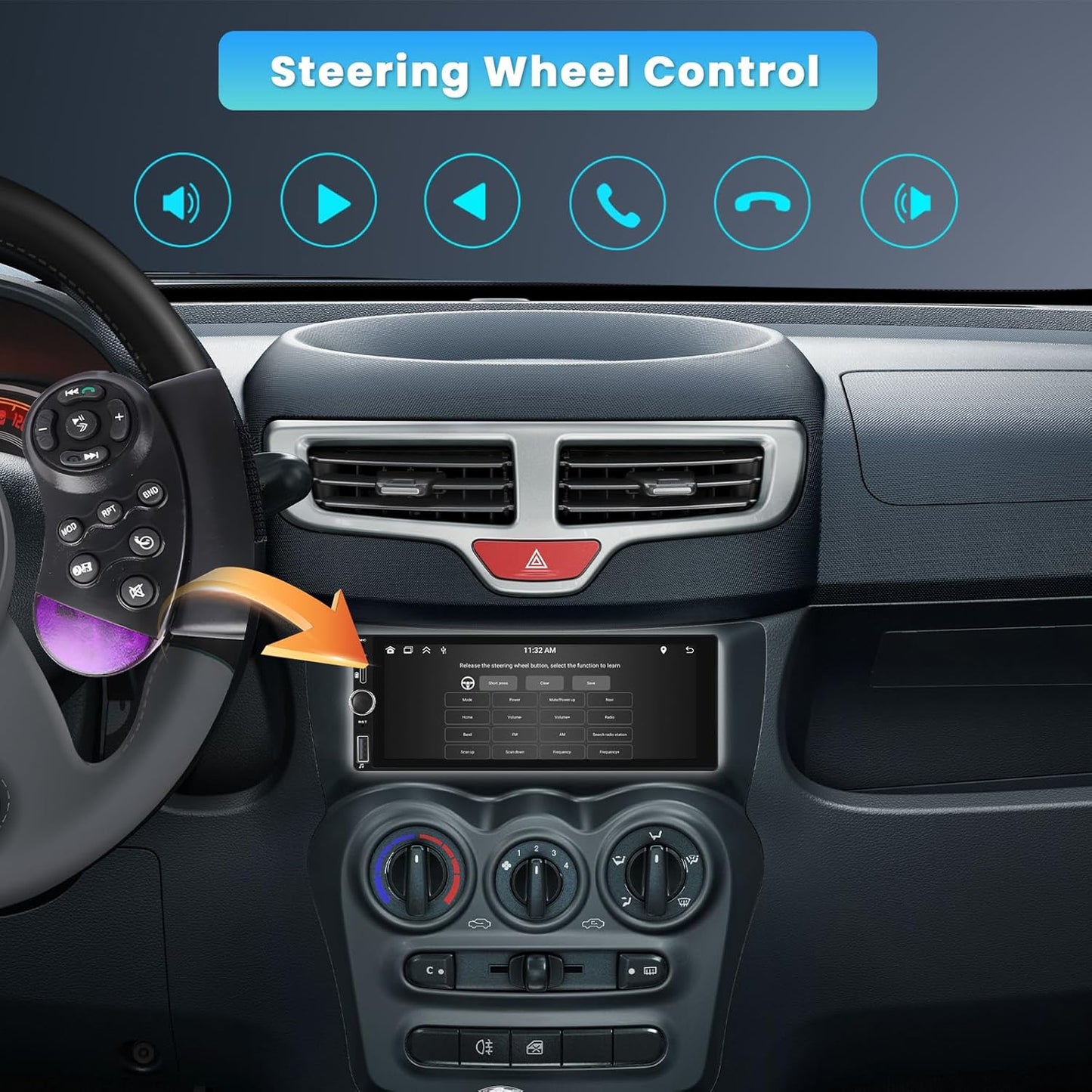 Single Din Car Stereo with Apple Carplay Android Auto,6.9 Inch IPS Touch Screen Car Stereo with Backup Camera, Car Radio Support Mirror Link Bluetooth Handsfree FM/RDS Type-C/USB EQ SWC