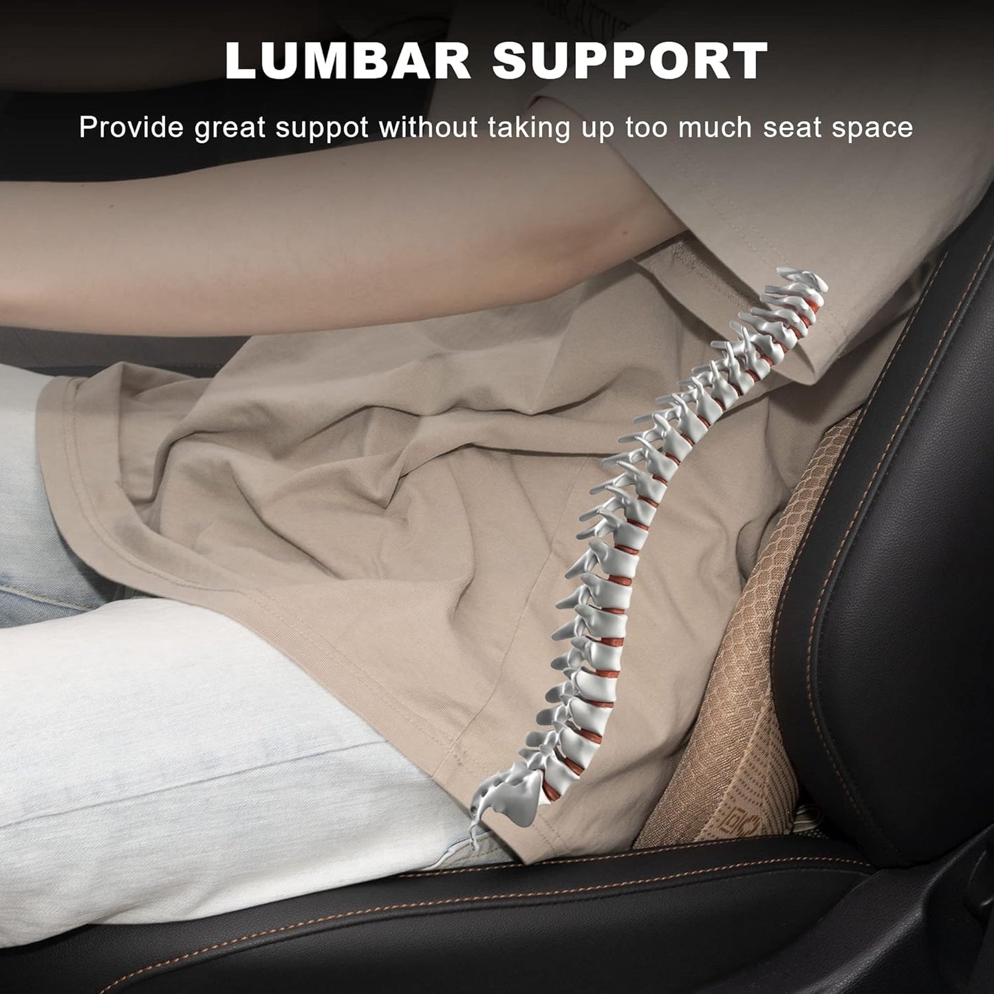 Car Seat Cushion - Memory Foam Car Seat Pad - Sciatica & Lower Back Pain Relief - Car Seat Cushions for Driving - Road Trip Essentials for Drivers(Beige)