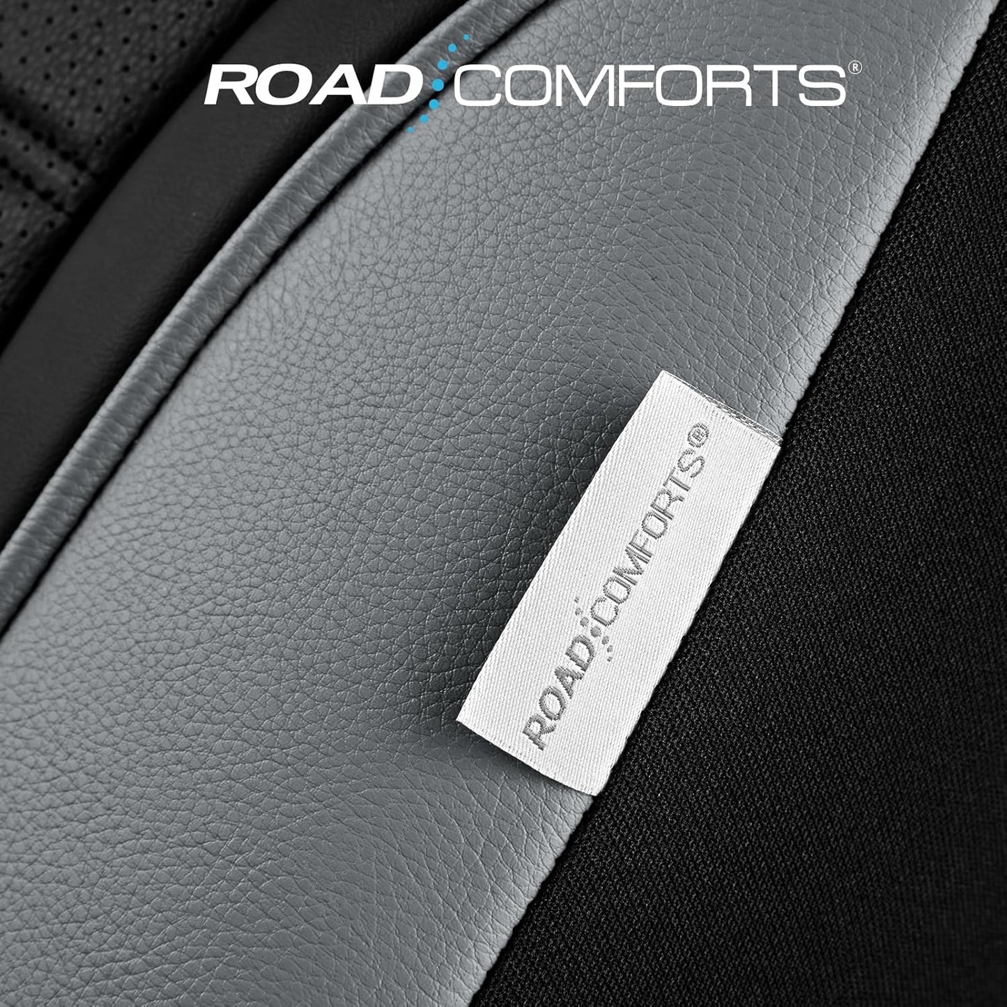 Road Comforts Leather Seat Covers, Breathable Car Seat Covers Full Set for Men,Airbag Compatible, Automotive Seat Covers Set Universal Fit Most Cars,Vans,Truck,SUV