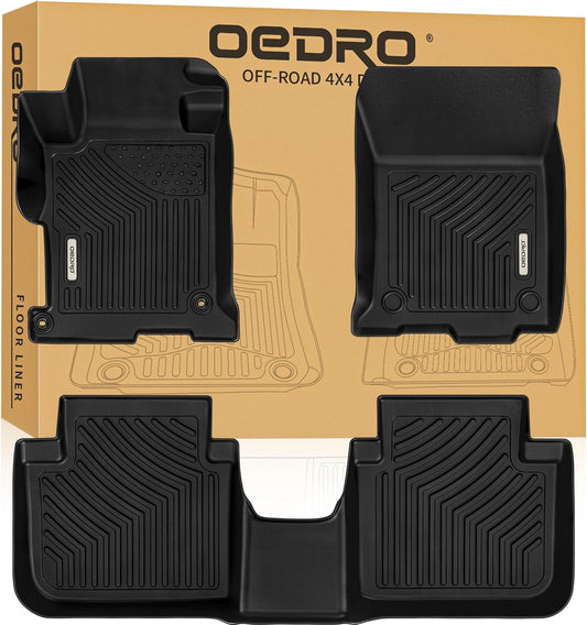 OEDRO Floor Mats Fit for Honda Accord Sedan 2017-2013, TPE All Weather Accord Floor Liners Includes 1st and 2nd Row Liners Set, Black