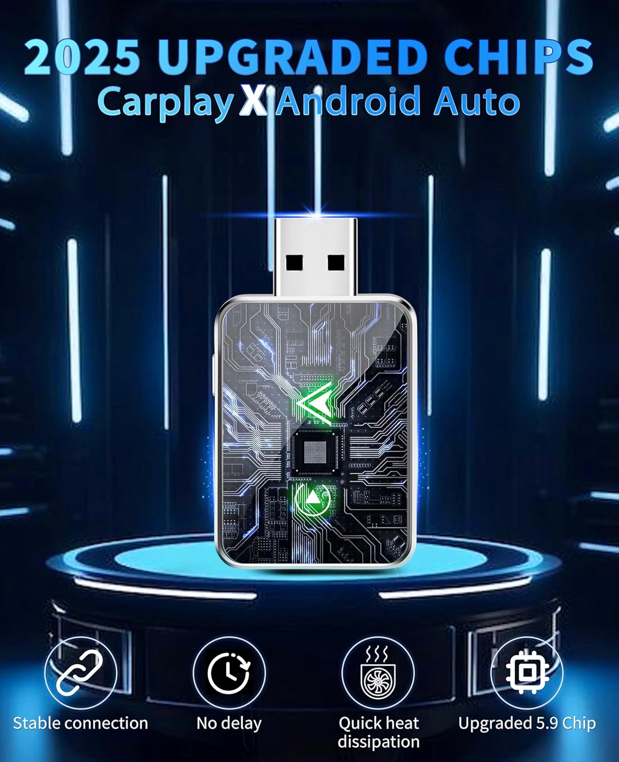 Wireless CarPlay Adapter for IPhone, 2025 Upgrade 2-in-1 CarPlay & Android Auto Adapter, Mini Size Converts Wired to Wireless Car Play with USB & Type-C, Plug and Play, Stable Control & No Delay