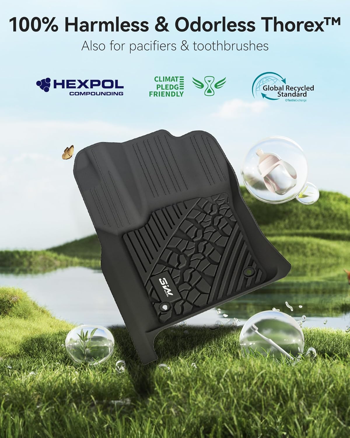 3W Floor Mats Compatible for Jeep Grand Cherokee 2013-2015 (Non L) TPE All Weather Custom Fit Floor Liner 1st and 2nd Row Full Set Car Mats, Black