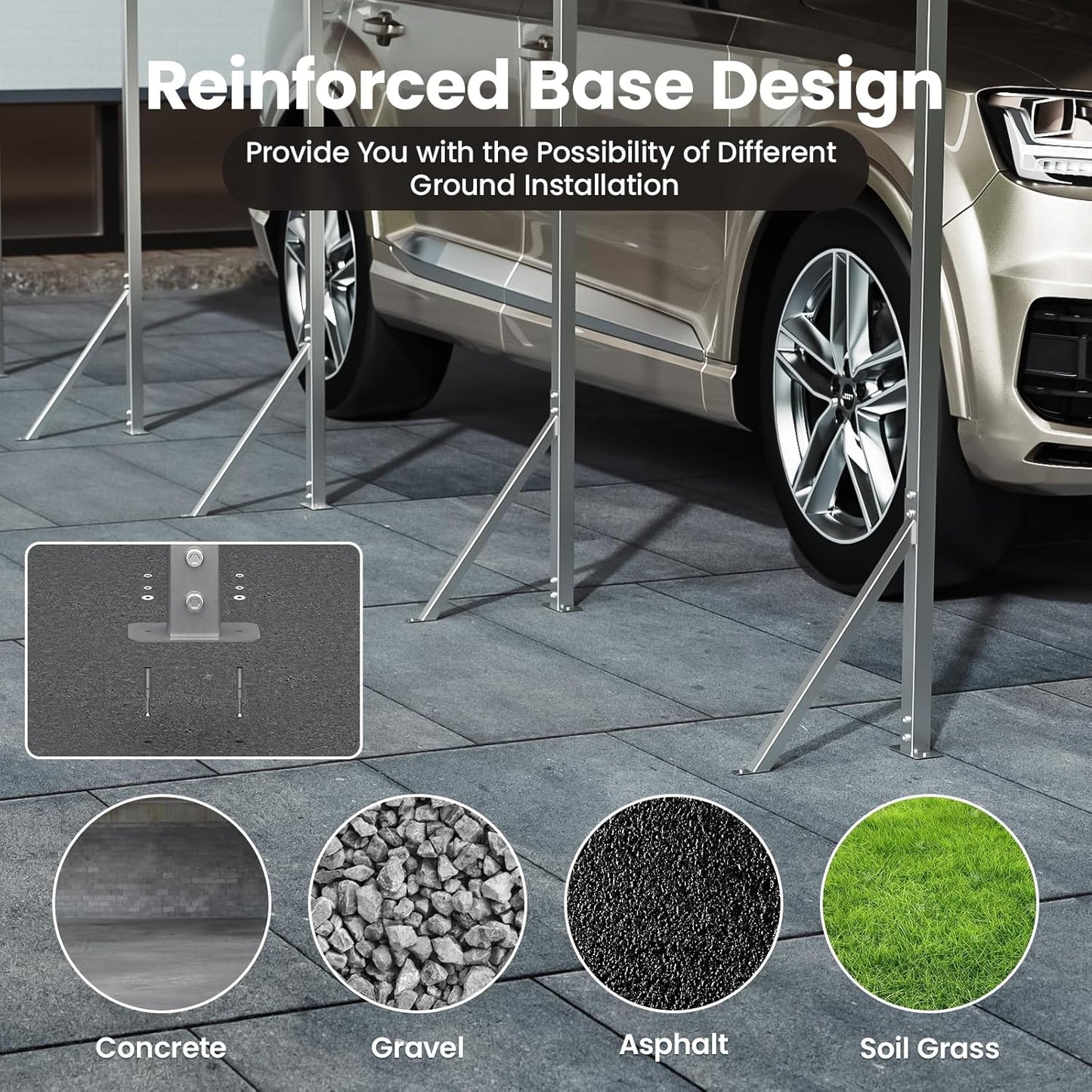 Heavy Duty Metal Carport – Sturdy Structure, All-Weather Protection, Easy Assembly for Cars, Trucks, Boats, Tractors, and Outdoor Storage (Gray, 10X15 FT)