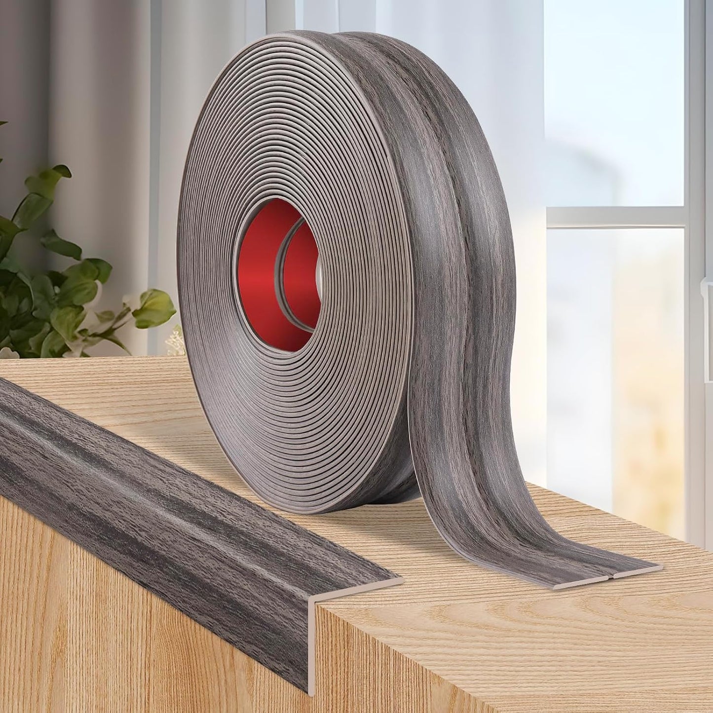 Flexible Wall Corner Protector Moulding Trim Peel and Stick Wall Corner Guards Edge Protector Self Adhesive Molding Trim Strip for Edge Ceiling (Brown Walnut Wood Grain, 0.8 in x 40 Ft)