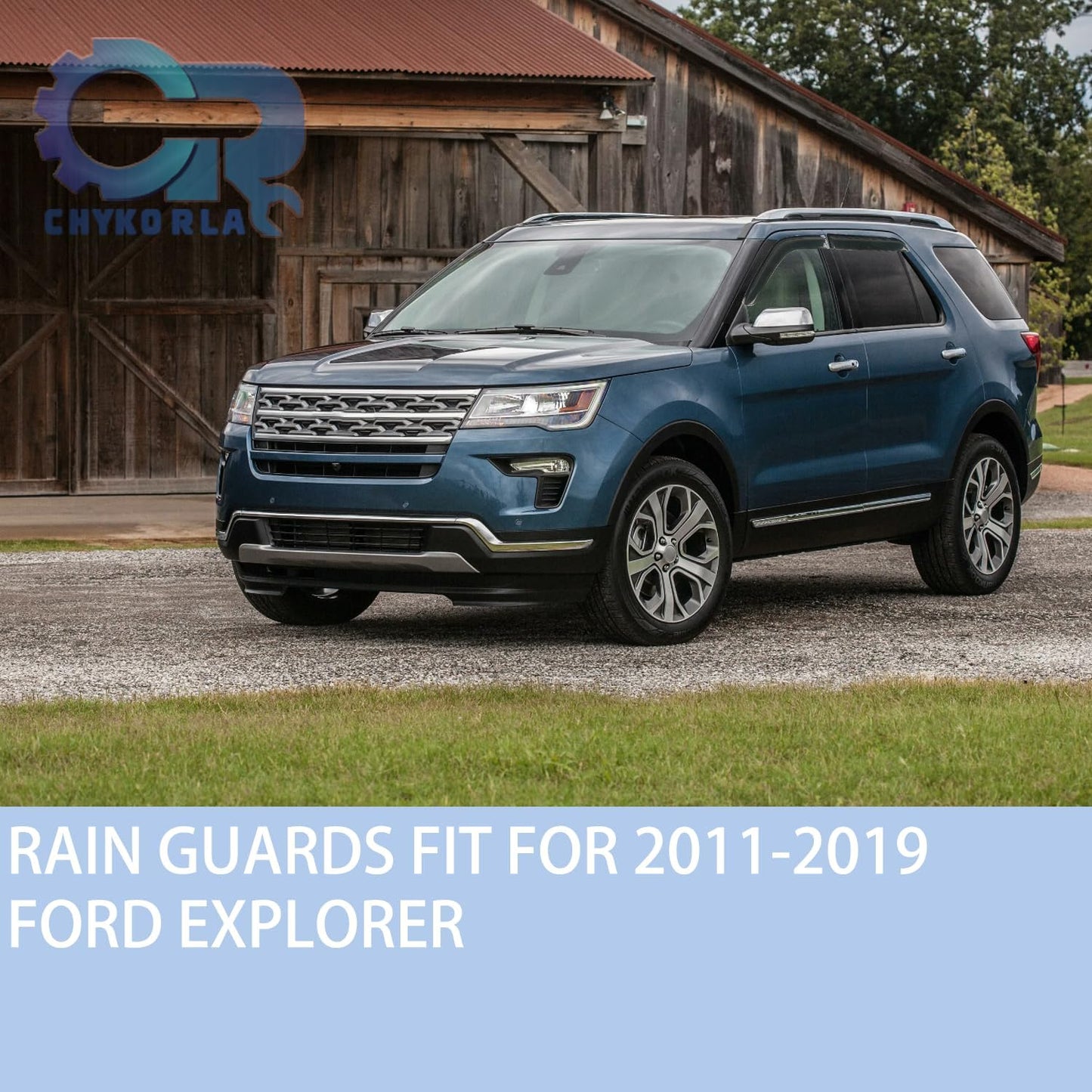 4PCS Rain Guards Window Visor Fit for 2011-2019 Ford Explorer, Tape-on Wind Deflector Shade, Outside Mount Vent Visor Shields, Smoke Tinted, 2012 2013 2014 2015 2016 2017 2018