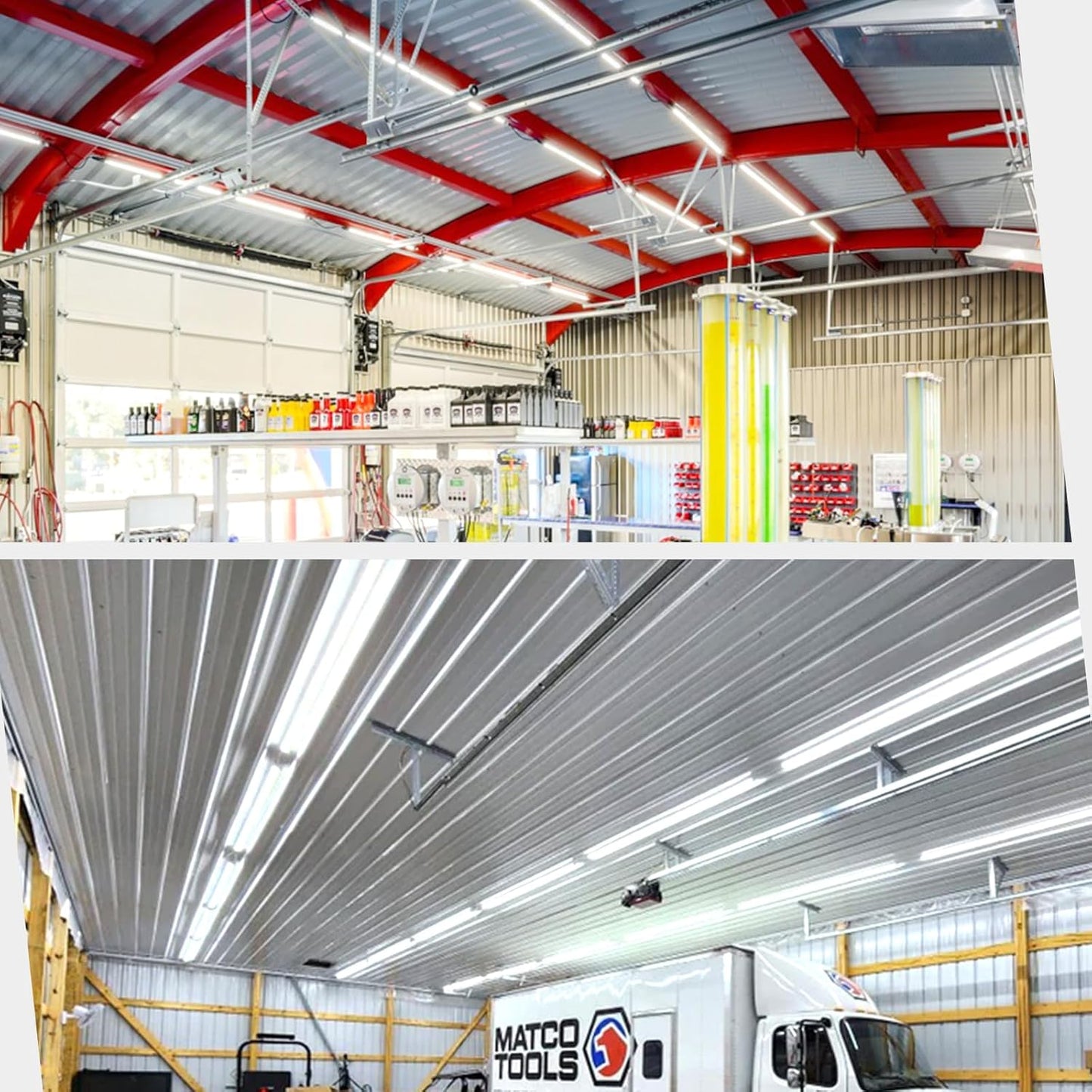 4 Pack,Led Shop Lights, 8FT Led Shop Light,144W 6000K 19500LM Clear White,Led Shop Light 8FT 110V Linkable Integrated 4 Row V-Shape for Shop Garage,Warehouse