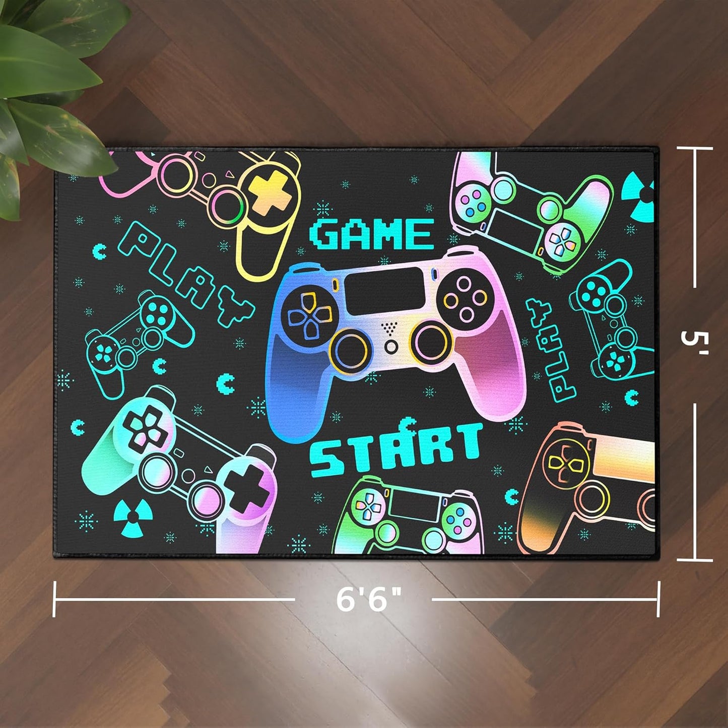 Play Gaming Rug for Bedroom Gamer Mat Gamepad for Boys Room 3x4 for Playroom Decor Washable