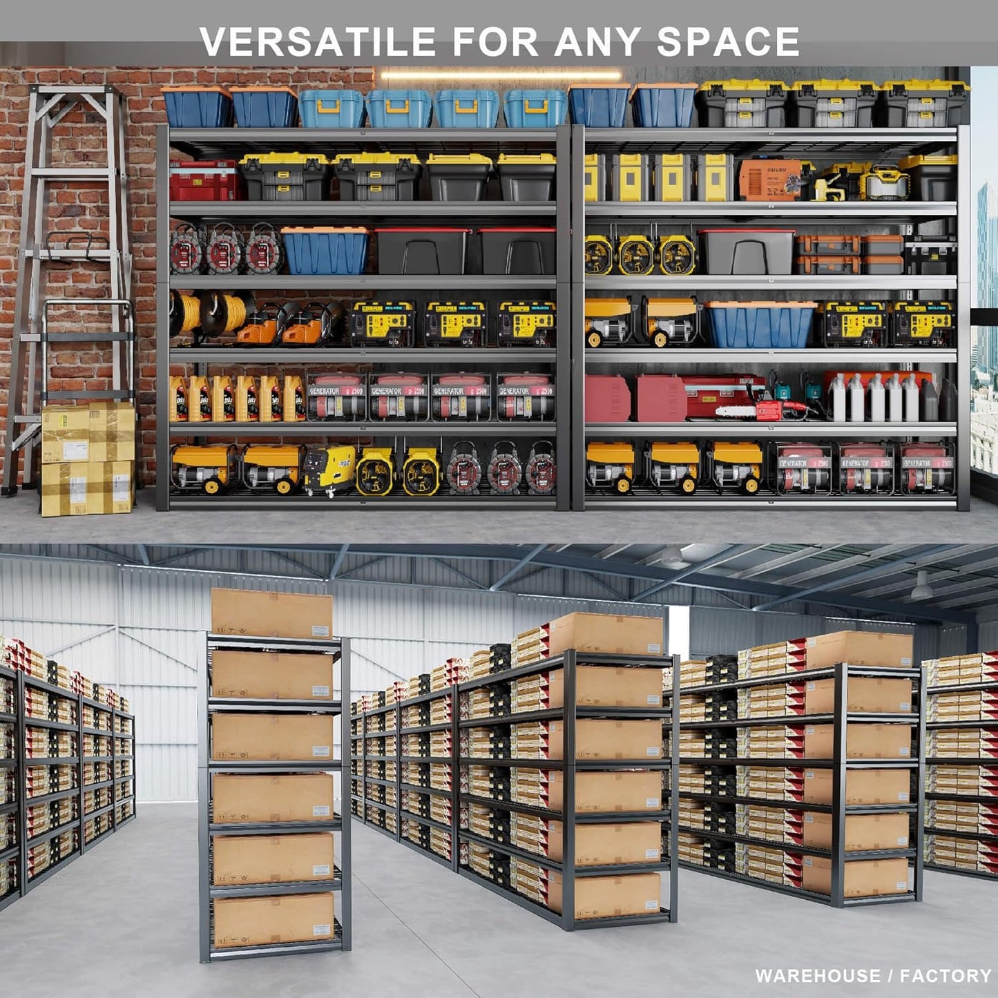 60" Wide Heavy Duty Garage Shelving Adjustable 6 Tier Garage Storage Shelves 3900LBS Metal Shelving Unit Industrial Utility Shelf, 84" H x 60" W x 24" D