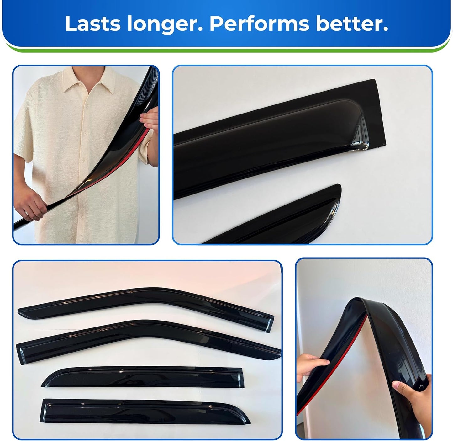 KPY Window Visor Compatible with Nissan Murano 2009-2014, 4PC Rain Guard Side Window Vent Deflectors Tape-On Mugen Style, 2009 2010 2011 2012 2013 2014