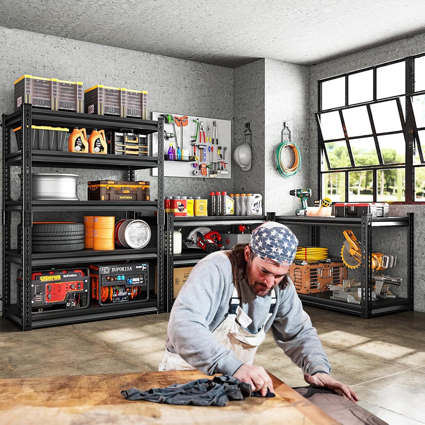 5-Tier Garage Shelving Heavy Duty, 72" Metal Shelving Unit - 2250 lbs Load Capacity, 40"W x 18"D x 72"H (Black)