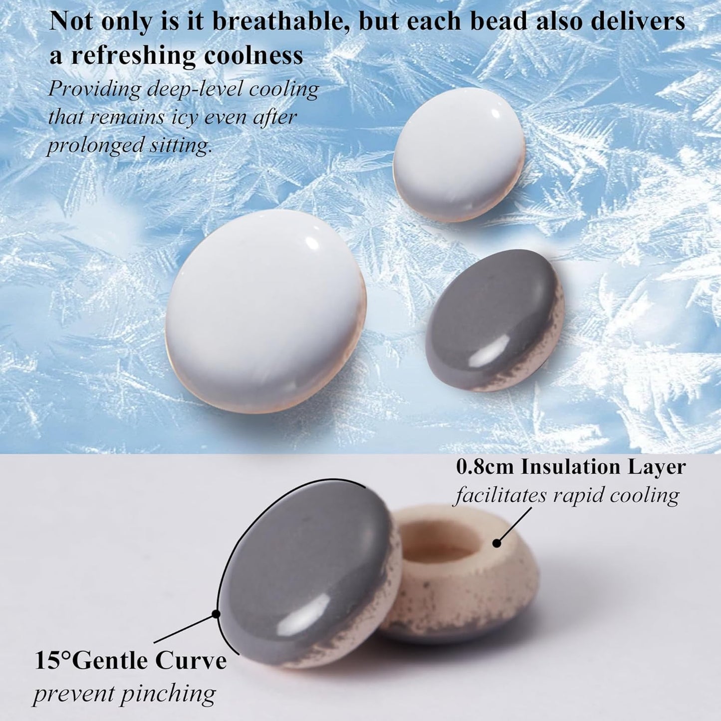 HOMREST Cooling Seat Cushion for Back Pain 17x17 Ceramic Bead Massage Seat Pad for Office Chair, Car, Home Breathable Summer Chair Cushion (Grey)