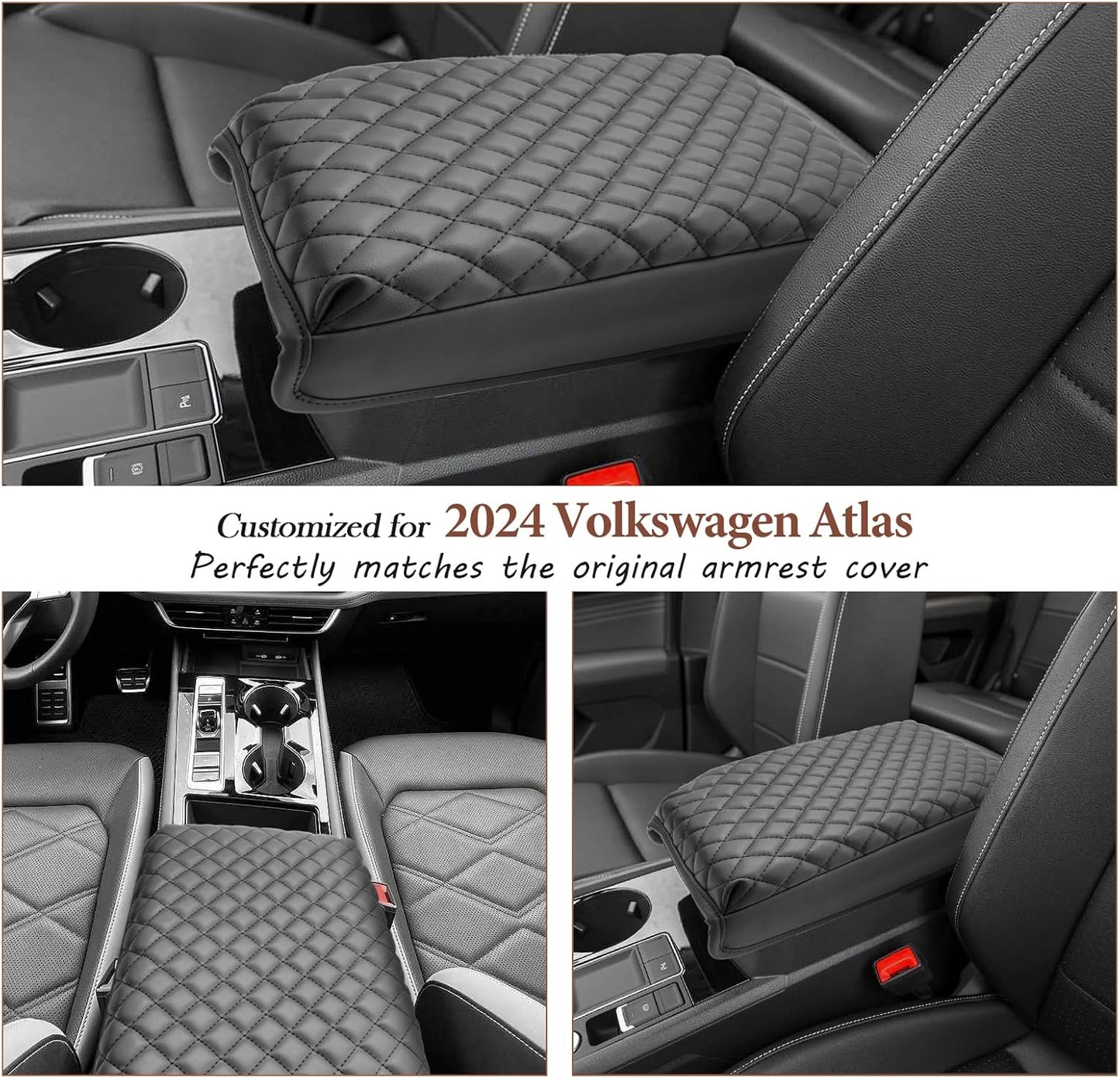 SKTU for 2024 2025 2026 Volkswagen Atlas Center Console Cover 2024 2025 2026 VW Atlas Armrest Cover 2024 2025 Atlas SE/SEL Seat Box Cover VW Atlas 2024 2025 2026 Accessories Center Console Cushion