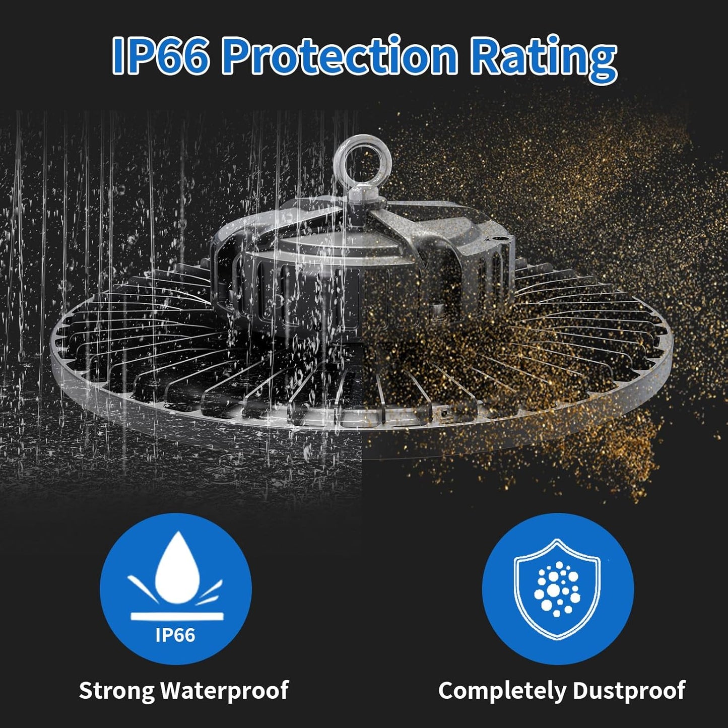 2 Pack UFO LED High Bay Light 250W, 35000 LM, 5000K with 5ft Power Cord, US Plug, Bright LED Shop Light for Basement Commercial Factory Garage Lighting, IP66 Waterproof, AC110-277V, ETL Listded