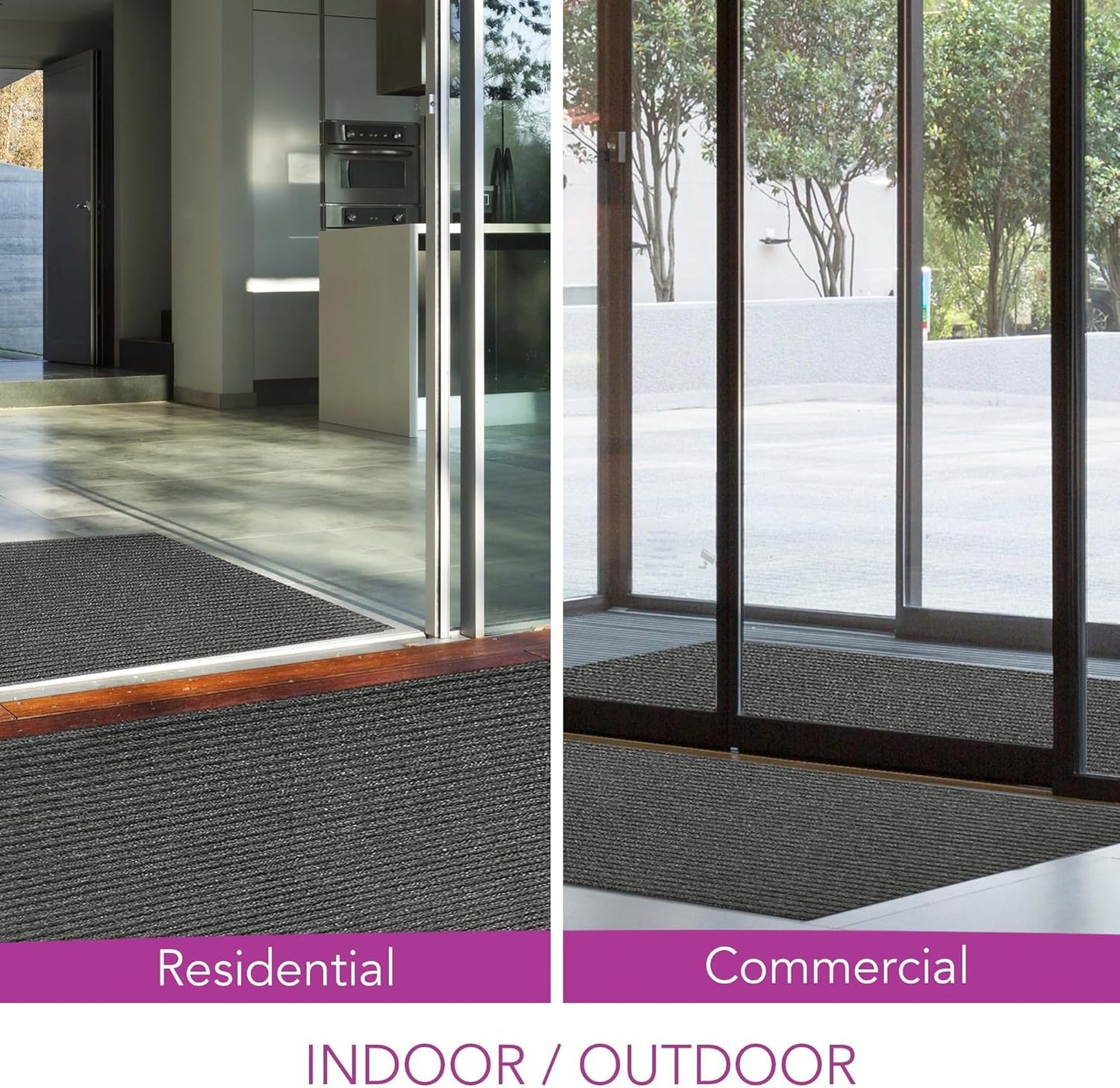 iCustomRug Spartan Weather Warrior Duty Indoor/Outdoor Utility Ribbed in 3ft,4ft,6ft Widths 70 Custom Sizes with Natural Non-Slip Rubber Backing 4'X62' in Charcoal