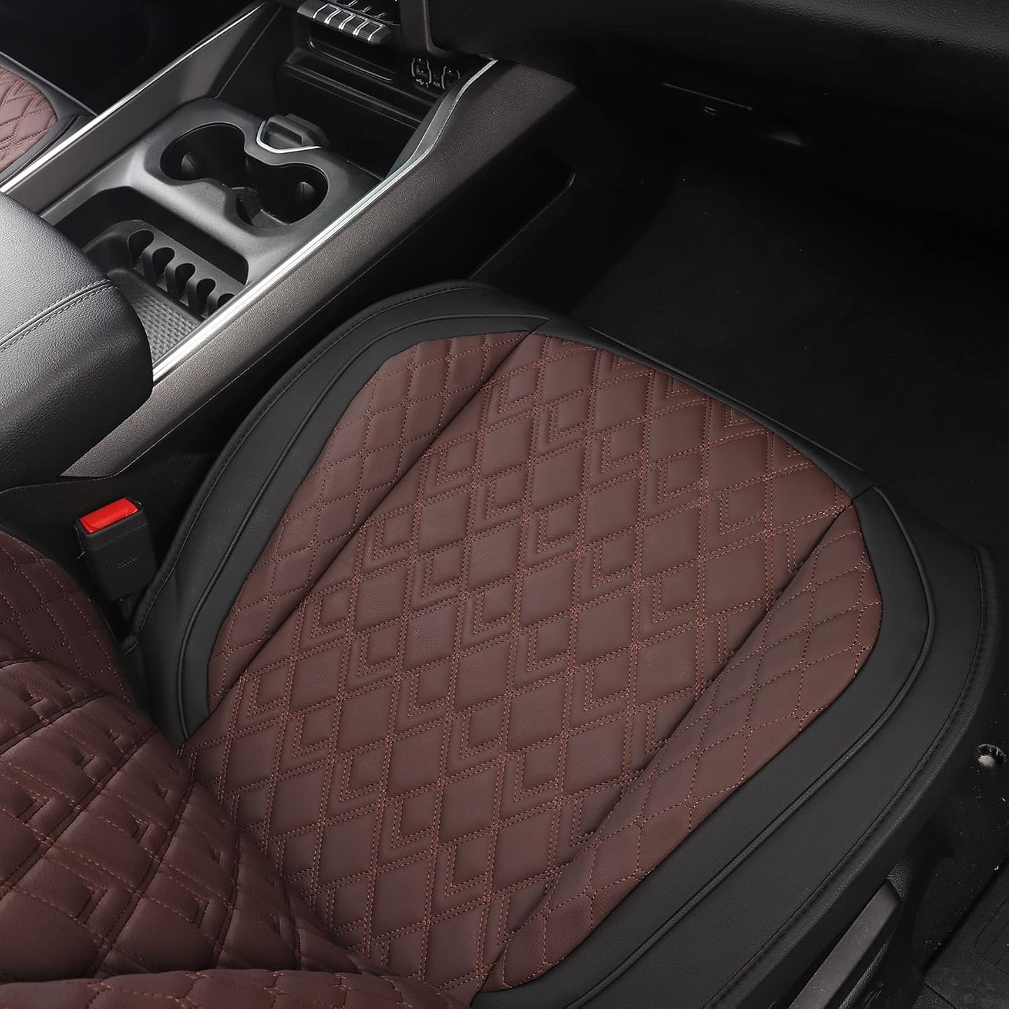 JOJOBAY Car Seat Covers for Dodge Ram Full Set,Fit Ram 2009-2025 1500/2500/3500 Pick-up Truck,Crew,Regular,Quad,Mega Cab,Waterproof Leather Seat Covers Protectors（5PCS Full Set,Black-Brown）