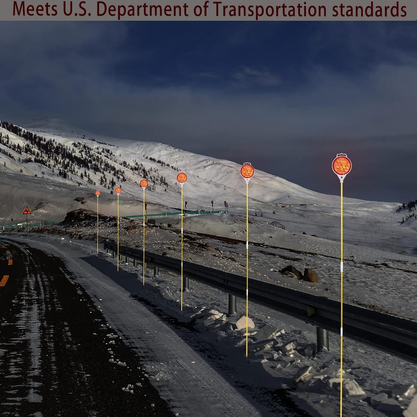 Reflectors for Driveway Entrance Orange Reflective Driveway Markers Snow Plow Markers Plow Markers 51 Inch Yellow Fiberglass Pole Double Sided Reflector for Driveway (8-Pack)