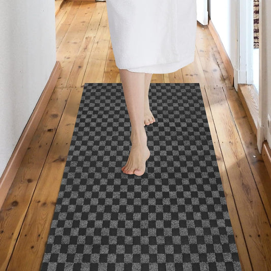 Custom Size Backed Non-Slip Area Rugs Runner, Easy Clean, Waterproof Runner Rugs for Hallway Entryway, Kitchen, Laundry, 2FT x 44FT, Gray Checkered