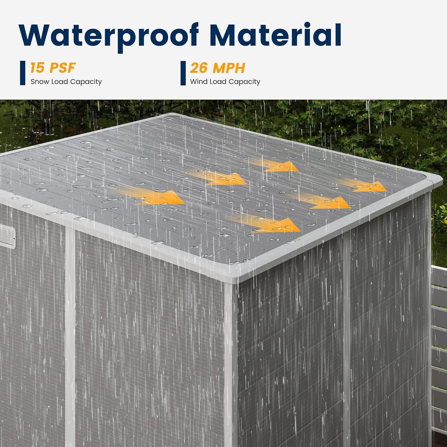 UDPATIO Resin Storage Shed 6 x 6 FT, Outdoor Garden Sheds with Floor Plastic Patio Outdoor Storage Shed with Lockable Door, Gray White