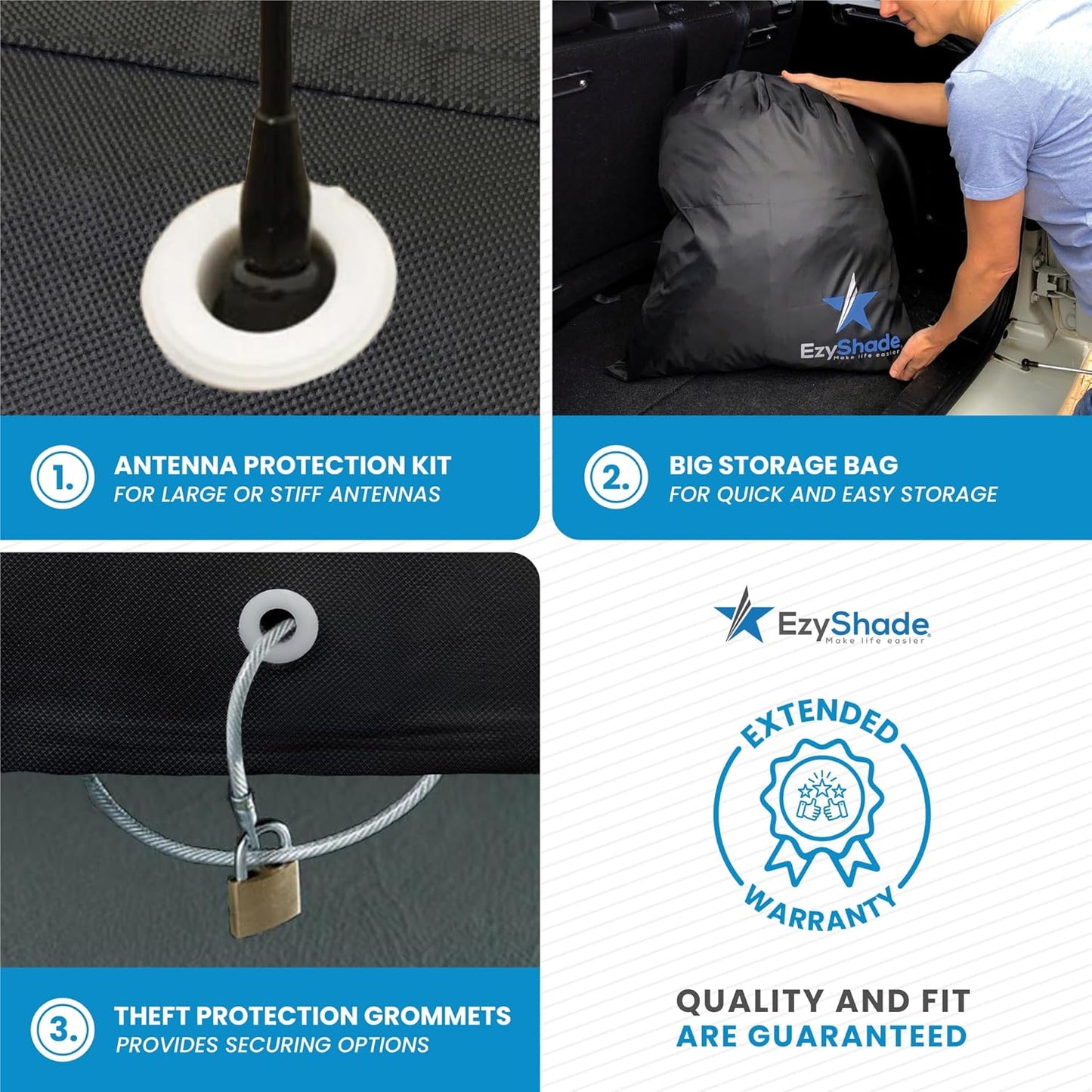 EzyShade 10-Layer SUV Car Cover Waterproof All Weather. See Vehicle Size-Chart for Accurate Fit. Outdoor Full Exterior Covers for Automobiles. Car Tarp Jeep Rav4 CRV. Black, Size S3 (See SizeChart)