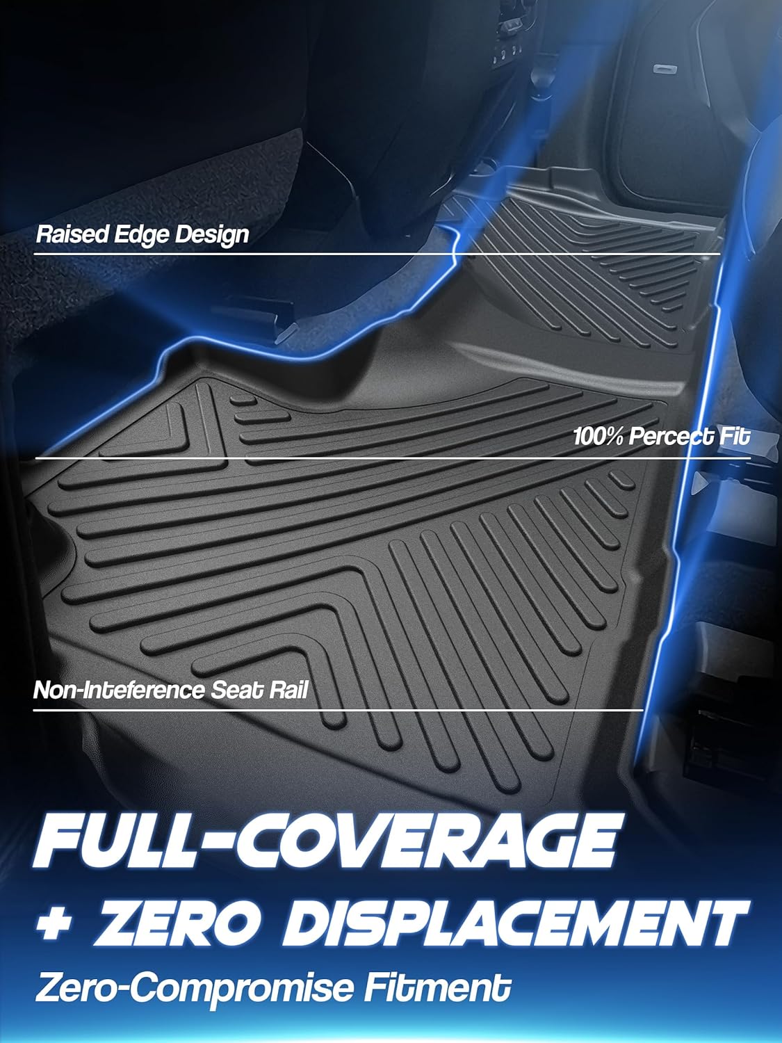 Floor Mat for 2021-2024 Chevrolet/Chevy Suburban/GMC Yukon XL (Only Fit 7seats),3 Row All Weather Protection Car Floor Liners,TPE Rubber Anti-Slip Full Set Custom Car Mats Accessories,Black