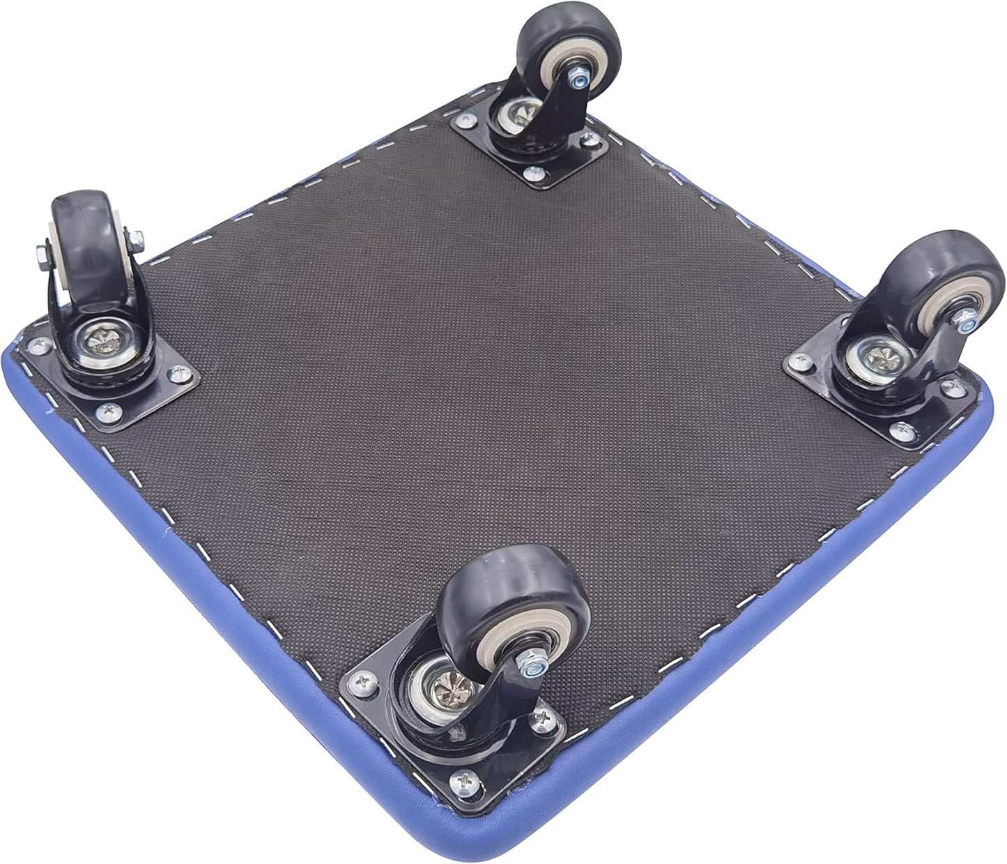 Roller Seat 360 Degree Rotating Low Stool with Wheel Chair PU Leather Universal Swivel Wheels Stool for Home Office Fitness and Garage (Square Blue)