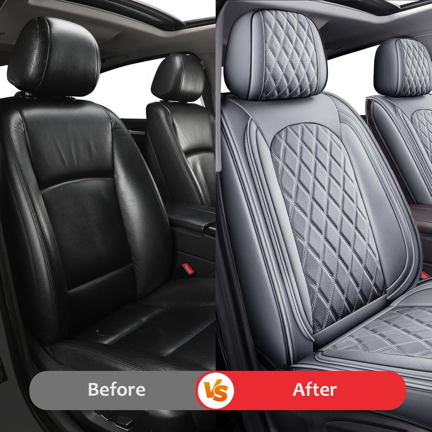 MIROZO Ram Seat Covers,Waterproof Truck Seat Covers Fits for 2009-2025 Dodge Ram 1500 2500 3500 Crew Quad Regular Cab Pickup Cushions Compatible with Split Bench 40/60(Gray,Full Set Flat Back)