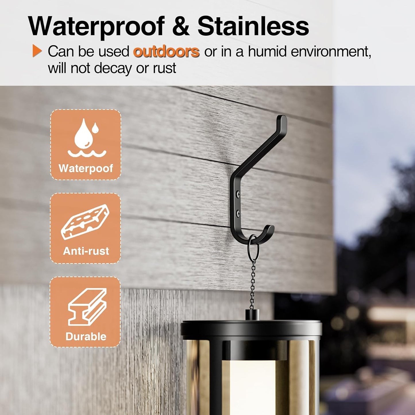 10-Pack Coat Hook for Hanging, 20LB (Max), Stainless Wall Hooks for Towel, Hat, Backpack, Key, Clothes, Wall Mounted Coat Hanger for Closet, Metal, Black, 3.75"