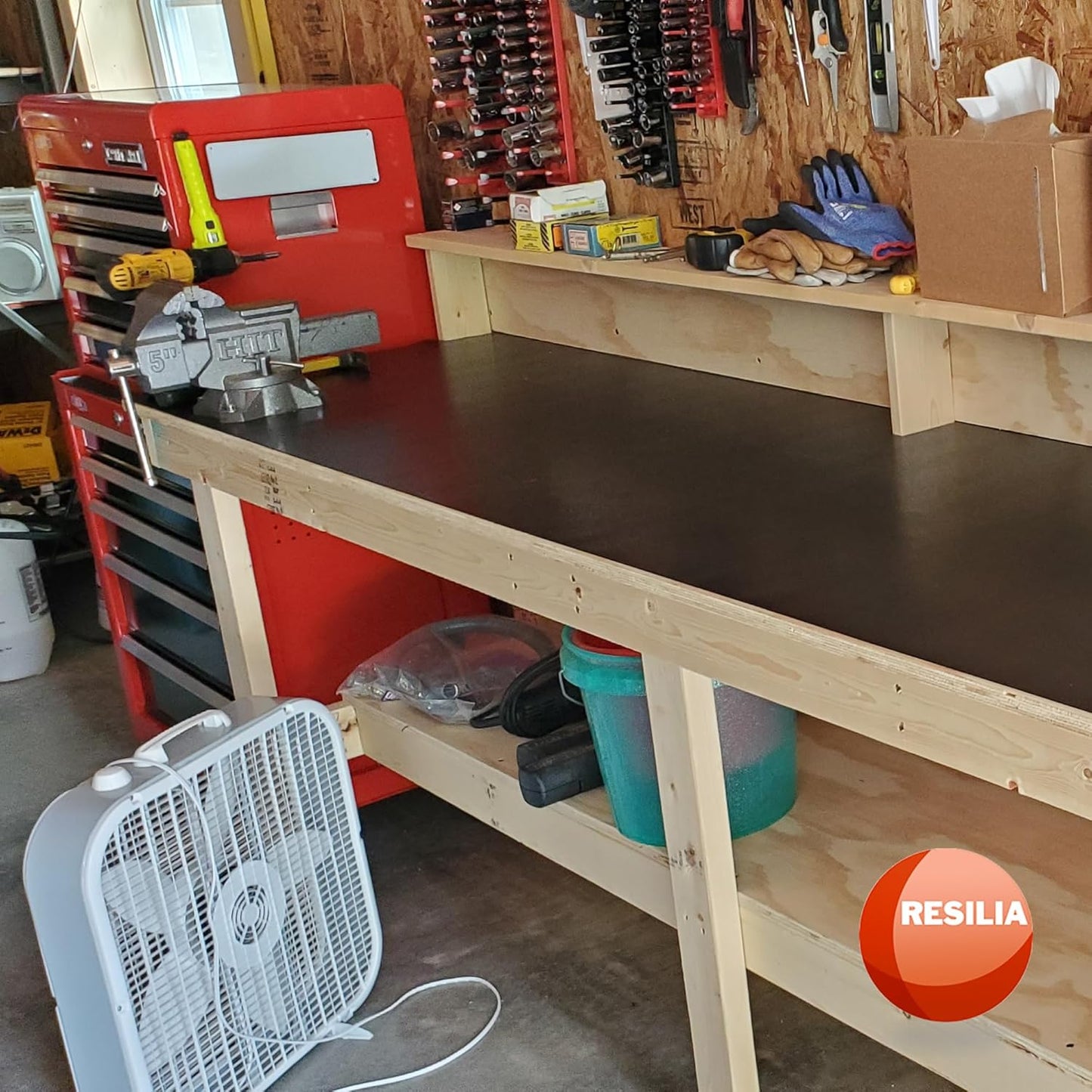 RESILIA Work Bench Mat - 15” X 36”, Scratch-Resistant PVC Mats - Protect Your Workbench, Table, or Tool Station from Painting, Woodworking, Crafting, Building, & More, Black, Made in The USA