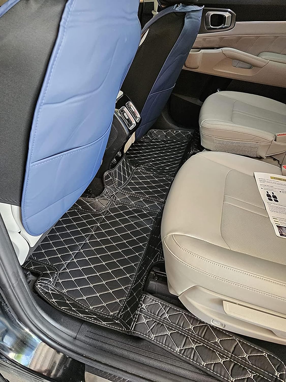 Custom Car Floor Mat Compatible with BMW Mercedes-Benz Toyota Cadillac Lexus Honda Infiniti Nissan Hyundai Kia Audi All Models Cars Sedans SUVs Automotive Mats (Dark Blue Stripe)