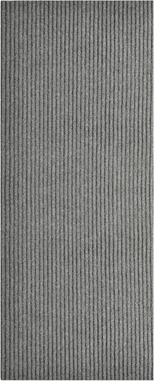 iCustomRug Spartan Weather Warrior Indoor/Outdoor Utility Ribbed Carpet Runner with Non-Slip Thermoplastic Rubber Backing, 3ft X 48ft in Grey