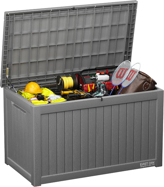 EAST OAK Outdoor Storage Box, 230 Gallon Deck Box,Grey - Lockable, Waterproof, UV-Resistant Large Storage Container for Patio Cushions & Garden Tools.