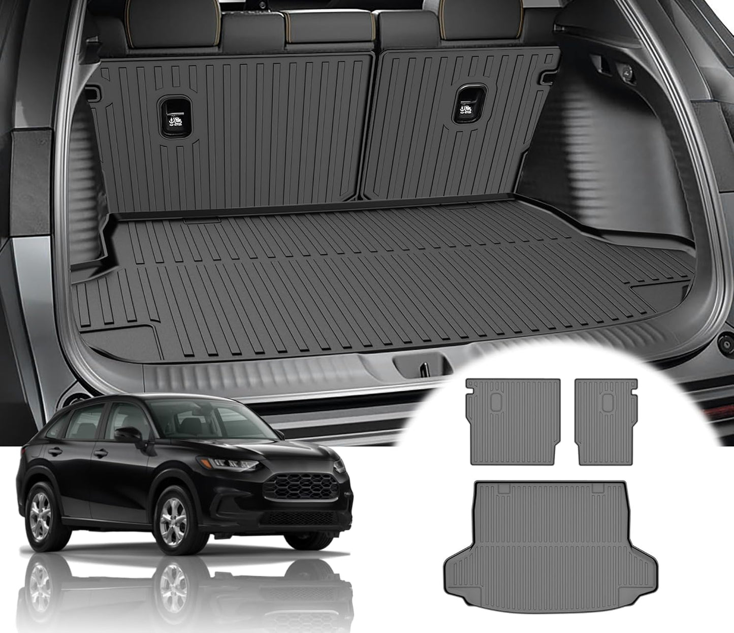 2025 HRV Cargo Liner & Backrest Mat Fit for Honda HR-V HRV 2023 2024 2025 2026 & Acura ADX 2025: All Weather Protection Cargo Mat with 2nd Row Back Seat Protector - TPE Trunk Liner HRV Accessories