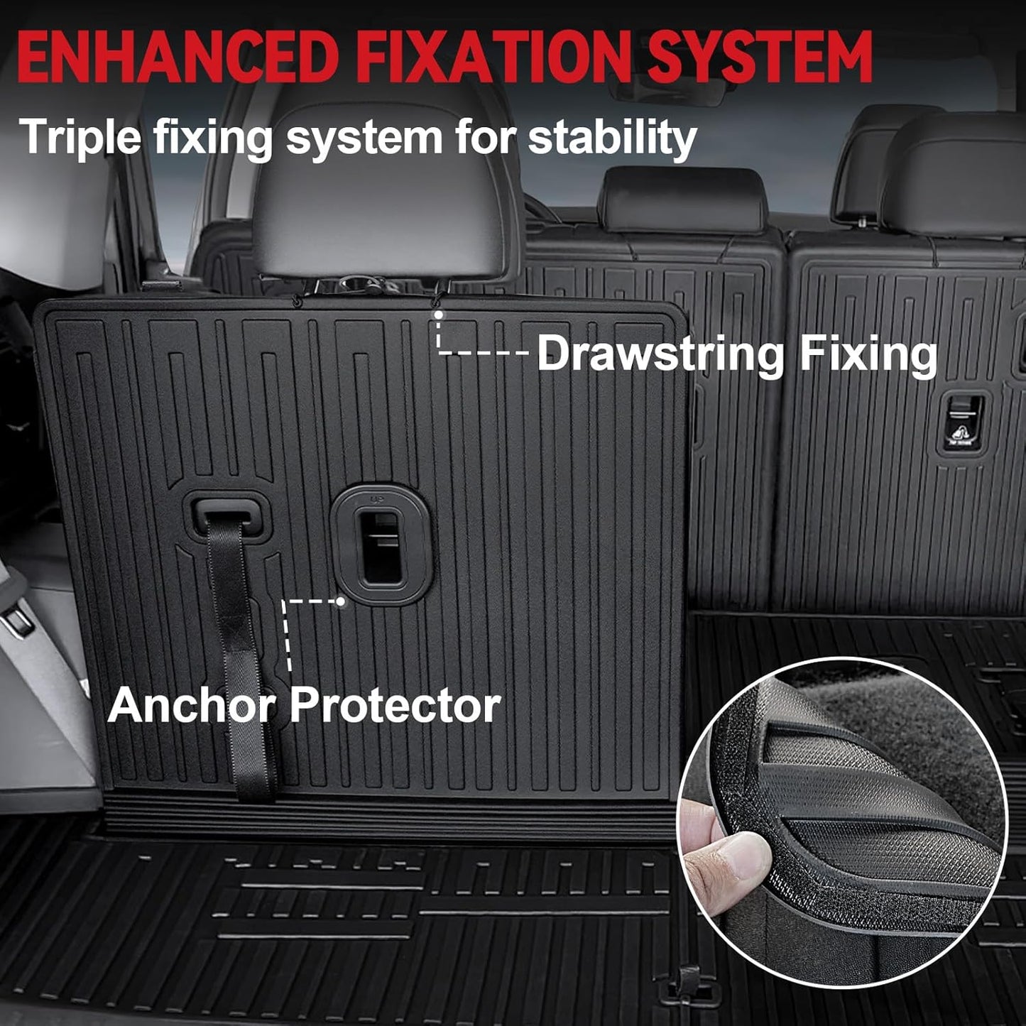 Floor Mats for 2024 2025 Hyundai Santa Fe 6-Seat/7-Seat (Fit Hybrid and Fuel), All Weather TPE Floor Mat and 2-in-1 Cargo Mat with Backrest Mat for Santa Fe Accessories