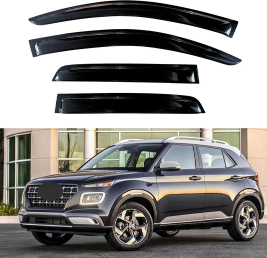 KPY Window Visor Compatible with Hyundai Venue 2020-2024, 4PC Rain Guard Side Window Vent Deflectors Tape-On Style, 2020 2021 2022 2023 2024