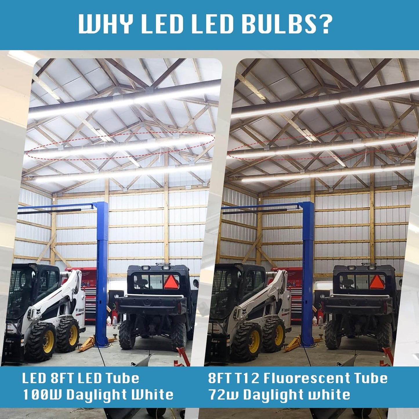 4 Pack,Led Shop Lights, 8FT Led Shop Light,100W 6000K 15000LM Clear White,Led Shop Light 8FT 110V Linkable Integrated Flat-Shape for Shop Garage,Warehouse