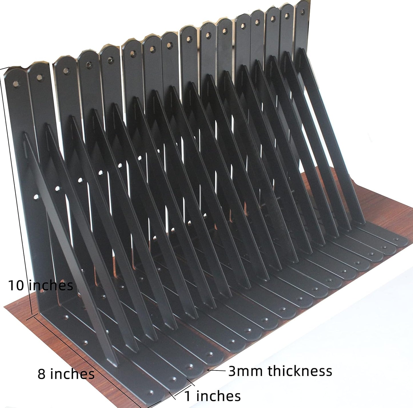 MHMYDZ 32 Pack L10 x H 8" Black Heavy Duty Shelf Brackets with Screws Metal Shelf Brackets Shelf Support Angle Brackets for Shelves L Brackets Heavy Duty Floating Shelf