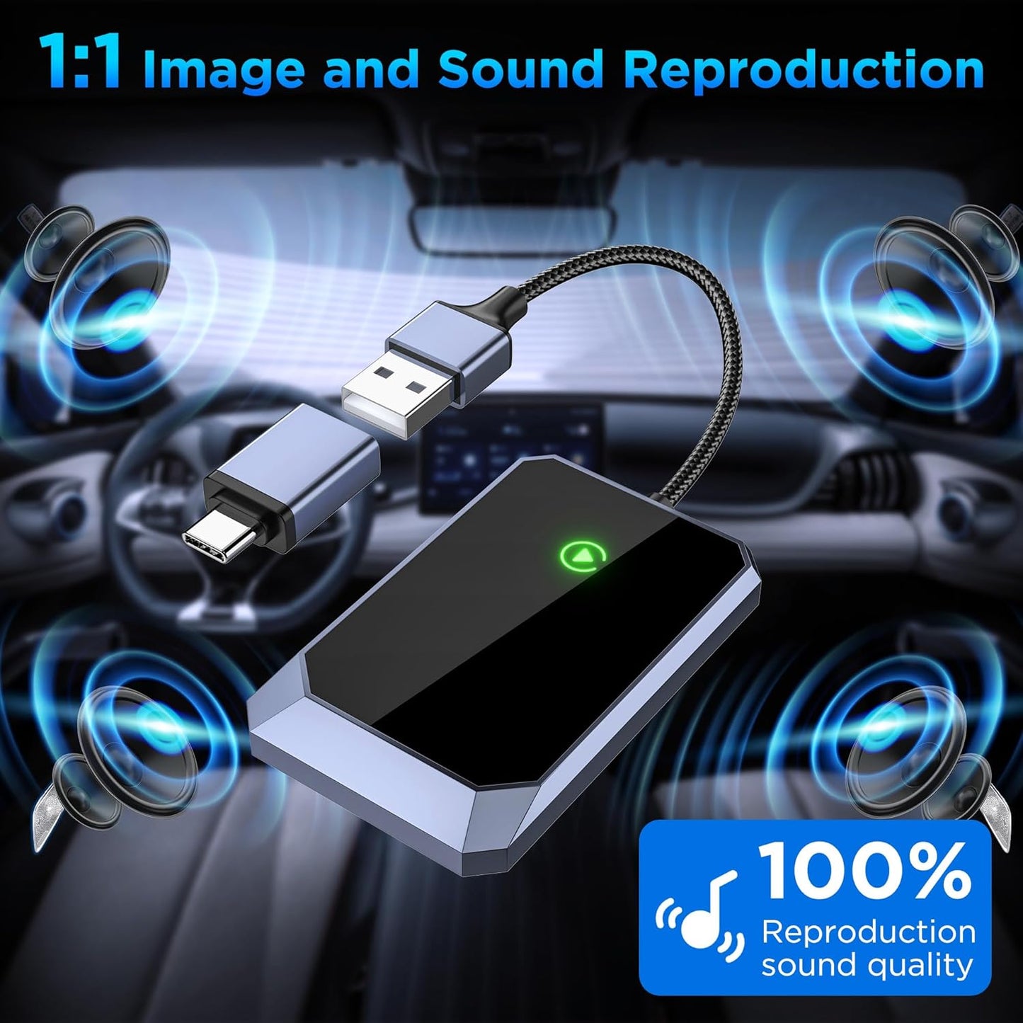 Wireless Carplay Adapter, Converts Wired to Wireless carplay Adapter for iPhone, Wireless Control Plug & Play Carplay for Cars from 2017 & for Apple iPhone iOS 10+