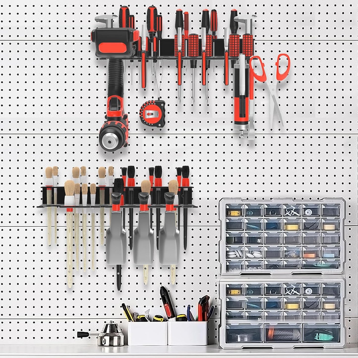 Metal Screwdriver Organizer, Wall Mount Plier Organizer Hammer Holder, Hand Tool Storage Rack for Garage Workshop Workbench(Black, 1PC)