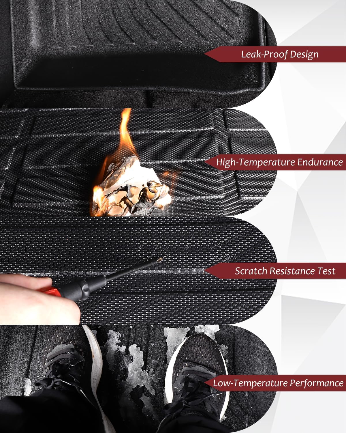 Icyhaws® Floor Mats & Cargo Liner Set for Buick Envision 2021-2025 | All Weather TPE Rubber Car Mats Full Set Automotive Accessories for Buick Envision | Front, 2nd Row & Trunk Mat