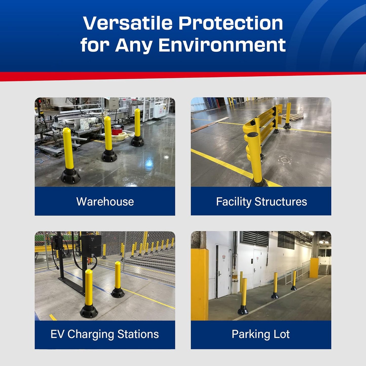 Impact Recovery - SlowStop Steel Rebounding Bollard - Metal Post - Safety Bollard - Made in the USA - 5" x 42"
