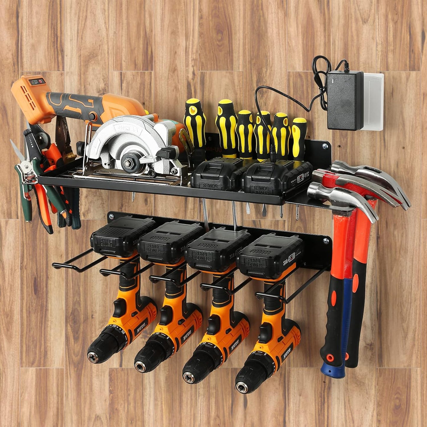 Power Tool Organizer for Garage Organization,Drill Holder Wall Mount for Tool Stoarge, Tool Organizers and Garage Storage Shelves for Charging.Heavy Duty With 4 Holders