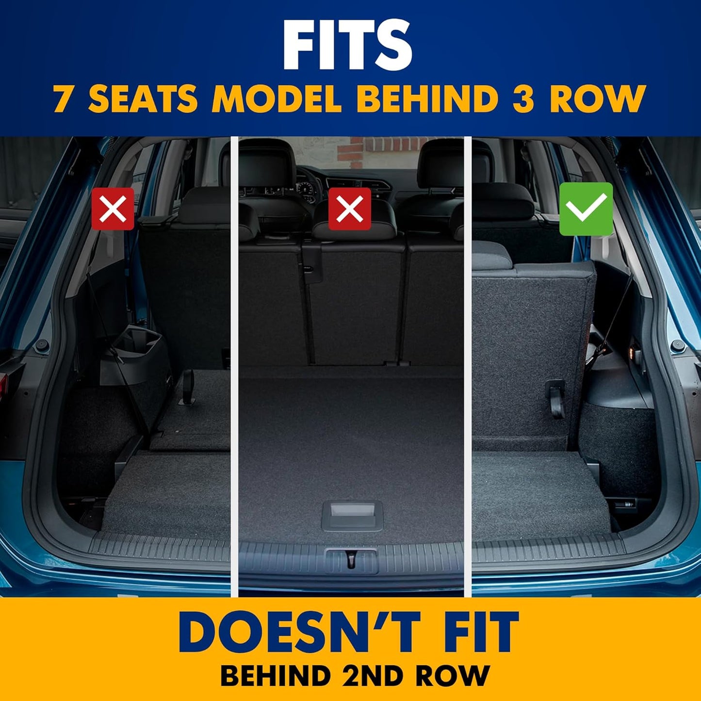 Premium Cargo Liner for Volkswagen Tiguan 7 Seat Model - Custom Fit Car Trunk Mat - All-Season Black Cargo Mat - 3D Shaped Laser Measured Trunk Liners