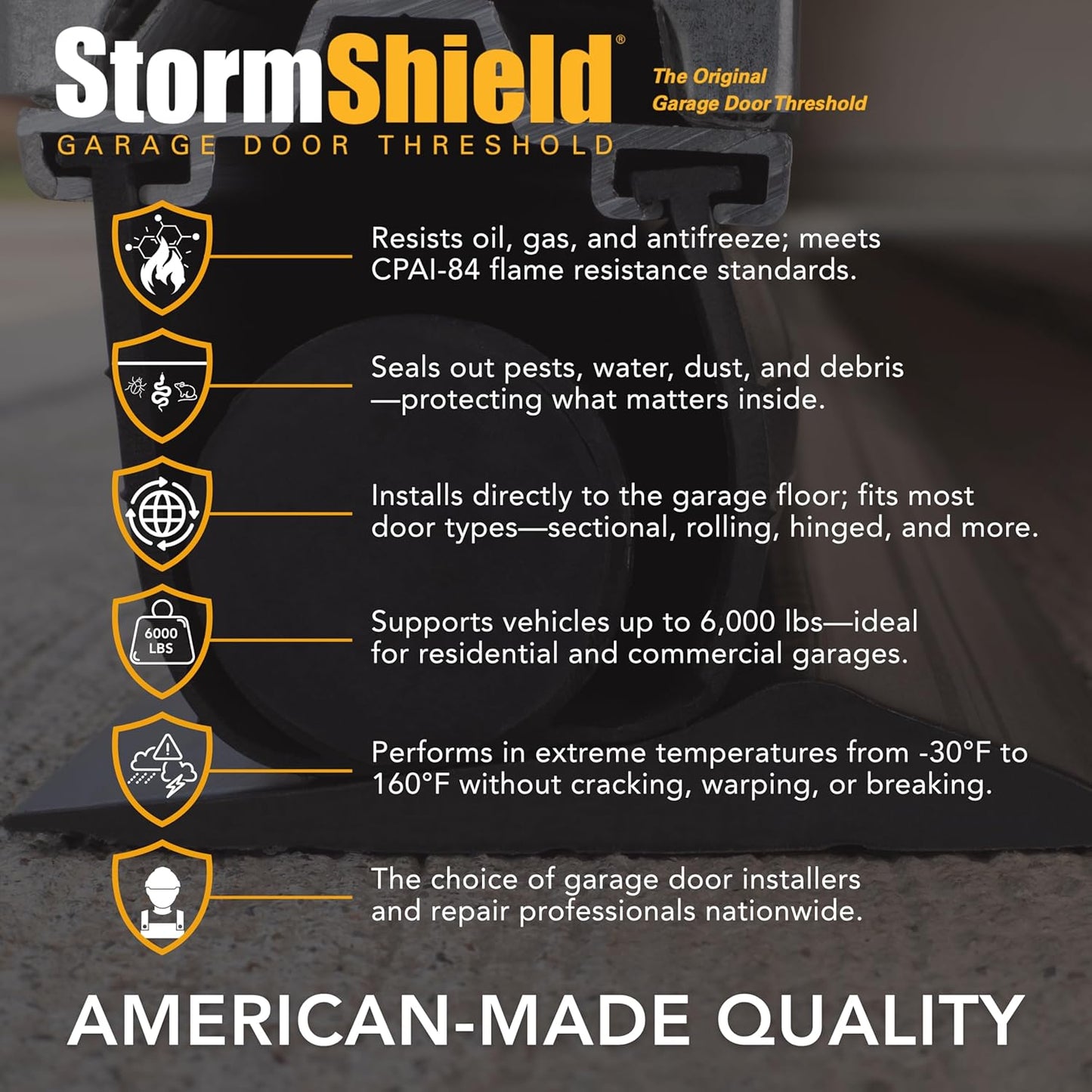 Storm Shield® 20’ Garage Door Threshold Seal – Industrial PVC Strip for Aircraft Hangars, Farm Storage, Vehicle Bays – Flame Resistant, Chemical, Weatherproof Garage Door Insulation – Epoxy Adhesive