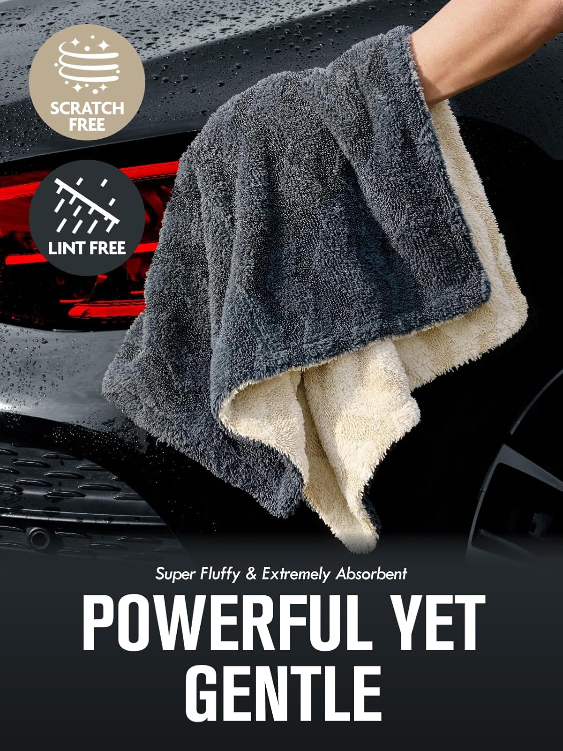 Fantasticlean Extra Large Car Drying Towel- 36‘’ by 24'' -Premium Microfiber Cleaning Cloth with Twisted Loop & Coral Fleece, Ultra Absorbent, Scratch-Free for Car Detailing