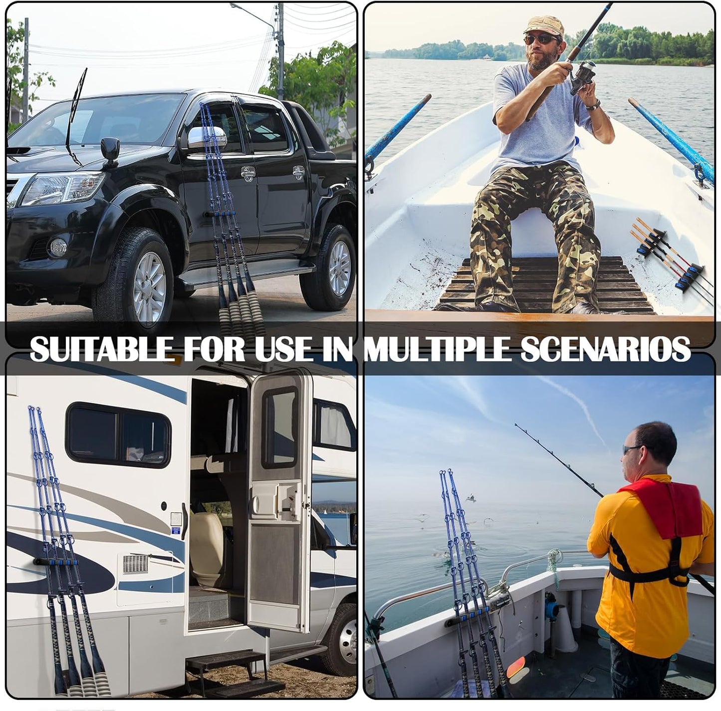 2 Pcs Magnetic Fishing Rod Holder for Car Fishing Pole Rack Vertical Rod Storage Holders for Truck Bed Boat Wall Garage Door