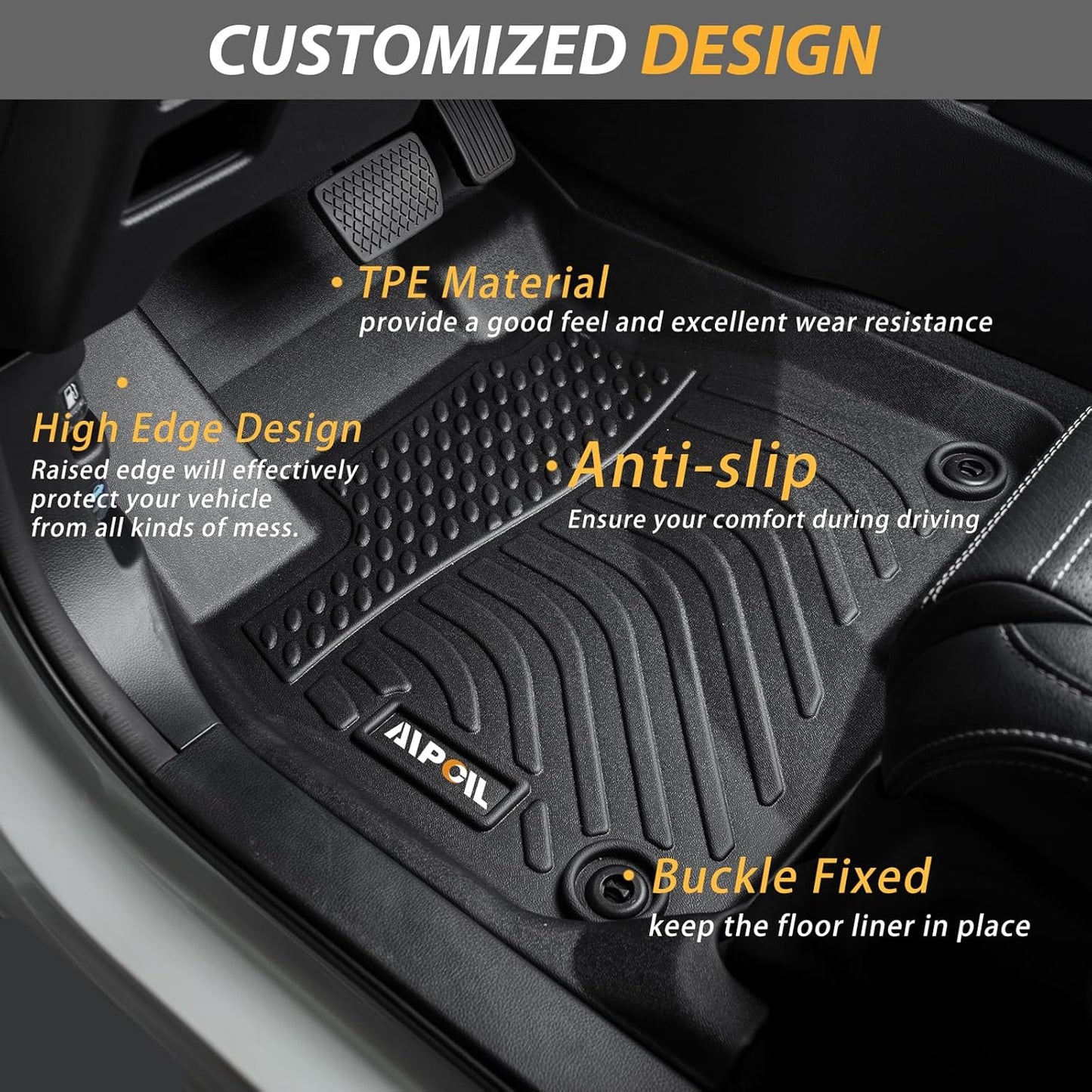 AIPOIL® Floor Mats & Cargo Liner Set for 2016-2020 Kia Optima & 2015-2019 Hyundai Sonata (‌Including Hybrid‌) | All-Weather | Easy to Clean | All-Round Protection Accessories.