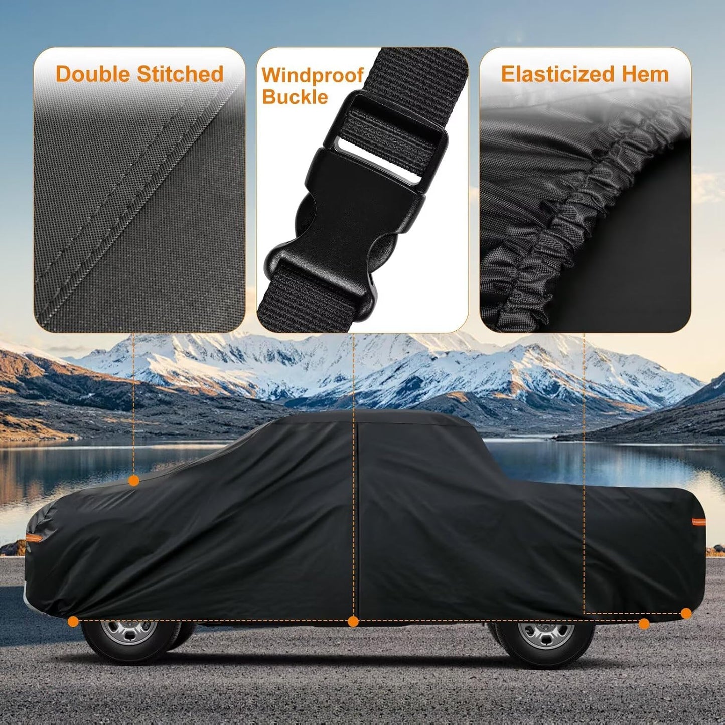 Kayme Truck Cover Custom Fit Nissan Titan(2015-2025) Crew Cab Short Bed. Full Exterior Heavy Duty Outdoor Pickup Truck Car Cover Waterproof All Weather.Car Tarp for Wind Sun Dust Protection.Black