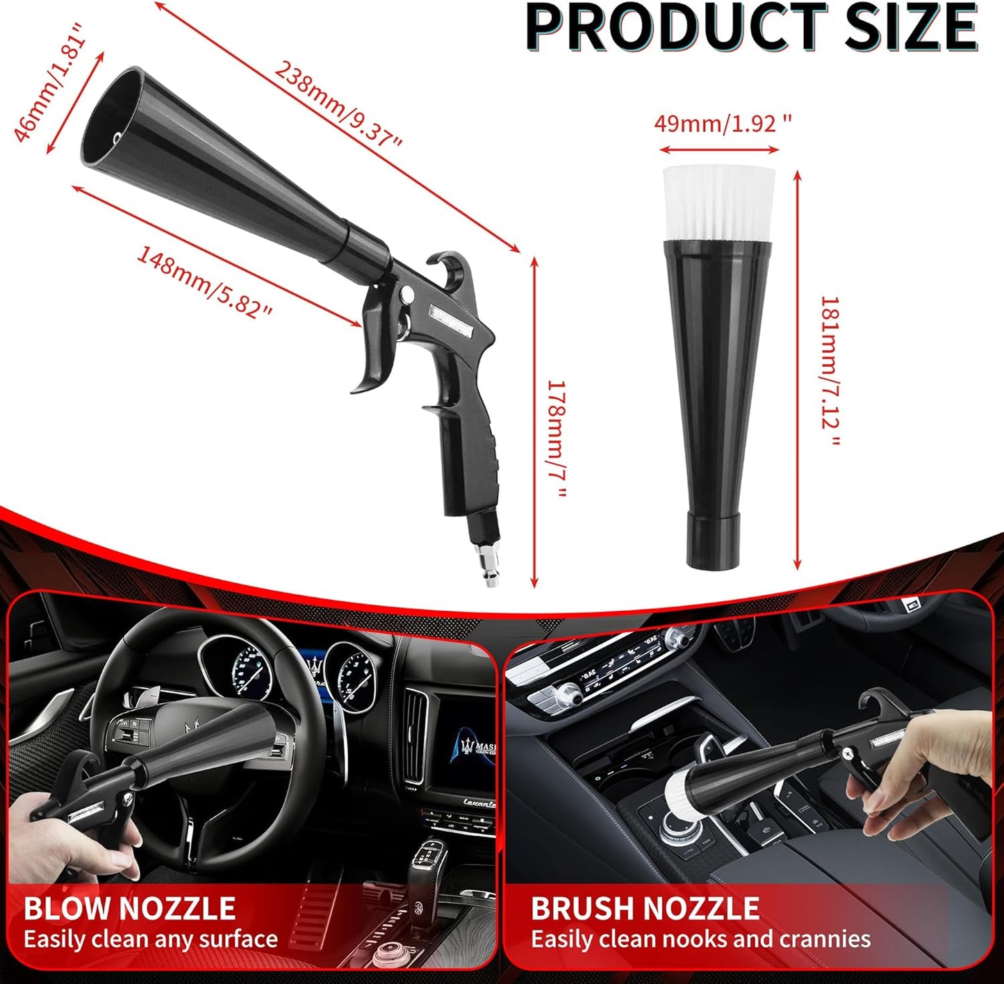 HANDY High Pressure Car Interior Cleaning Gun Interior Dryer Hair Dryer Car Detail Gun Fast Drying Blows Away Dust and Dirt Using Air